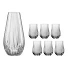 Jogo de Vaso e Copos De Cristal Bohemia 7 Peças