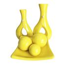 Jogo de Vasos Par Furados e Centro de Mesa 3 esferas Cerâmica - Amarelo