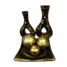 Jogo de Vasos Par Furados e Centro de Mesa 3 esferas Cerâmica - Black Gold