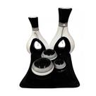 Jogo de Vasos Par Furados e Centro de Mesa 3 esferas Cerâmica - Black White