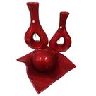 Jogo de Vasos Par Furados e Centro de Mesa de Sala Decor - Red