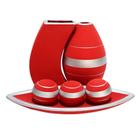 Jogo de Vasos Par Turim e Barca 3 esferas em Cerâmica Fosca - Red Silver Jogo de Vasos Par Turim e Barca 3 esferas em Cerâmica Fosca - Red Silver
