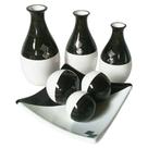 Jogo de Vasos Trio Garrafas e Centro de Mesa 3 esferas Decor - Black White