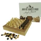 Jogo de xadrez e dama estojo com 2 gavetas