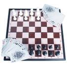 Jogo De Xadrez E Dama Tabuleiro Dobrável Magnético Com Baralho Duplo Profissional