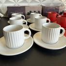 Jogo de xícara de café com pires 8 peças vermelho branco para cozinha conjunto xícaras cerâmica vidro branca vermelha -