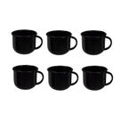 Jogo de Xícara de Cafezinho 06 Peças Esmaltada Preta 120 ml Ewel
