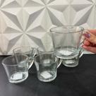 Jogo de xícara de chá 200ml transparente com 6 peças kit conjunto Xicara xícaras cha cafe leite com alça caneca branca