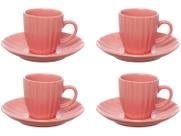 Jogo de xicara de porcelana com pires para cafe bella rosa hauskraft com 8 pecas 90ml