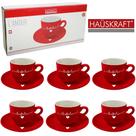 Jogo De Xicara De Porcelana Com Pires Para Cafe Its Coffee Time L'amour Hauskraft 12 Peças 90ml