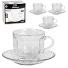 Jogo de xícara Jade transparente para café chá 165ml com pires 8 peças kit conjunto xícaras