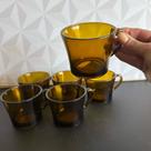 Jogo de xícara sino dourada ambar com 6 peças para chá 200ml kit conjunto canecas