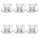Jogo de Xícaras c/ Pires Café Expresso Vidro 80ml 12 Peças - Kinglass