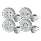 Jogo De Xicaras Café Chá Com Pires 120ml Kit 4 Peças Cerâmica Bio Echo Porto Brasil Rustico
