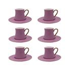 Jogo de xícaras café L'Hermitage Galet New Bone China 80ml 6 peças roxa