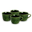 Jogo De Xicaras Chá Porcelana C/4 Relevo Verde Jogo De Xicaras Chá Porcelana C/4 Relevo Verde