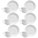Jogo de Xícaras de Café com Pires Kit 6 Peças Clean 100ml Porcelana Lyor