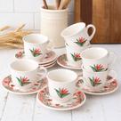 Jogo de Xícaras de Café e Chá Biona Oxford Jardim Tropical 12 Peças Estampa Floral