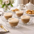 Jogo de Xícaras de Café Pérola Hauskraft Premium com Pires Vidro 100ml 4 Peças