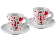 Jogo de Xícaras de Café Porcelana 45ml - Bialetti Cuore 4 Peças
