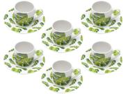 Jogo de Xícaras de Café Porcelana 90ml Bon Gourmet - Folhas 6 Peças