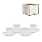 Jogo de Xícaras de Café Regalis 90ml Porcelana com Borda Dourada 4 Peças Com Pires
