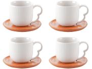 Jogo De Xícaras De Cerâmica Para Café Oasis Com Pires De Bambu 90 Ml 08 Peças