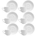 Jogo de Xícaras de Chá com Pires Kit 6 Peças Clean 220ml Porcelana Lyor