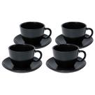 Jogo de Xícaras de Chá com Pires Mimo Style 4pçs Cerâmica Marmorizado Preto 210ml Jogo de Xícaras de Chá com Pires Mimo Style 4pçs Cerâmica Marmorizado Preto 210ml