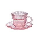 Jogo De Xícaras e Pires De Vidro Linx Rosa 210ml 12 Peças
