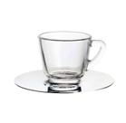 Jogo de Xícaras para Café Dripsteel em Vidro com Pires em Inox 90ml 4 Peças - Fracalanza Jogo de Xícaras para Café Dripsteel em Vidro com Pires em Inox 90ml 4 Peças - Fracalanza