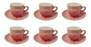 Jogo De Xícaras Para Chá Café Grande 160 Ml 12 Peças Fina Porcelana Hauskraft Cor Rosa