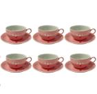 Jogo de Xícaras Porcelana Café 6 Xícaras e 6 Pires 90ml Lamour