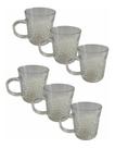 Jogo De Xícaras Vidro Alça Inox Caneca Chá Café Louça 220ml