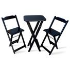 Jogo Dobravel Bistro com 2 Banquetas para Area de Lazer - Preto Jogo Dobravel Bistro com 2 Banquetas para Area de Lazer - Preto