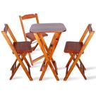 Jogo Dobravel Bistro com 3 Banquetas - Imbuia Jogo Dobravel Bistro com 3 Banquetas - Imbuia
