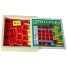 Jogo educativo loto leitura 130 peças madeira caixa c tampa
