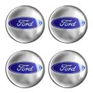 Jogo Emblema Resinado Ford Prata Centro Calota De Roda 48mm