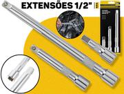 Jogo Extensão P/ Soquete Encaixe 1/2 C/ 3 Peças Em Aço Resistente Profissional Ferramenta Mecânico Eda