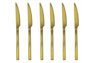 Jogo Faca De Mesa (Churrasco) Inox Dourado - 6 Unidades