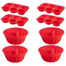 Jogo Forma Silicone Cupcake + Forma Espiral Sortida - 4Un