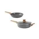 Jogo Frigideiras 20cm e 24cm Antiad. Marble Edition Dark Grey Oster Jogo Frigideiras 20cm e 24cm Antiad. Marble Edition Dark Grey Oster
