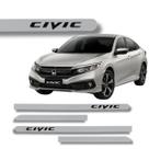Jogo Friso Lateral Honda Civic Prata Platinum Ponta Redonda