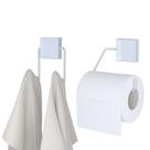 Jogo Gancho Duplo e Porta Papel Higiênico Banheiro Aço Exclusive Branco - DiCarlo