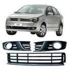 Jogo Grade Central E Molduras Do Farol Milha Friso Cromado Polo 2012 2014 2014 Original Volkswagen