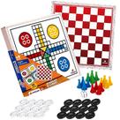 Jogo Infantil Tabuleiro de Dama e Ludo em Madeira Educativo