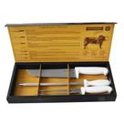 Jogo Inox de Churrasco com Cabo Branco 3 Peças - Mundial