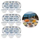 Jogo Jantar 12 Peças Melamina Petisqueira Bowl Prato Peixes