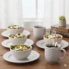 Jogo Jantar 12 Peças Ondas Branco Cinza Germer Porcelanas