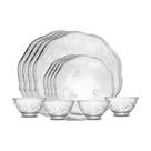 Jogo Jantar Pratos Raso Sobremesa e Tigela Cristal Borboleta